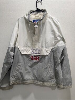 Vintage Apex White Pullover Anorak with Blue Logo Patches